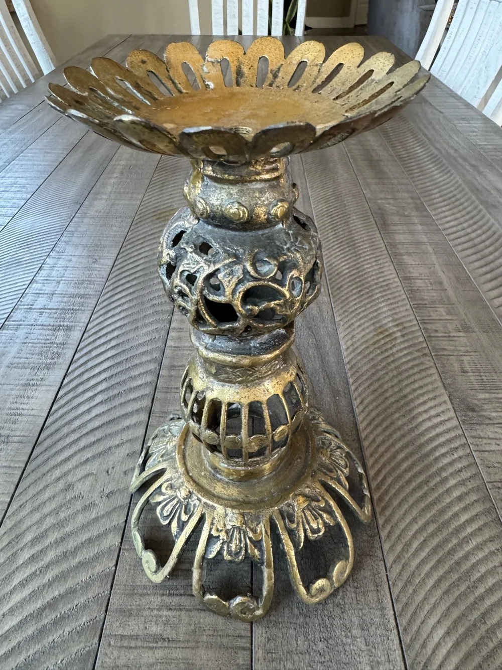 Vintage Brass Single Ornate Candle Holder