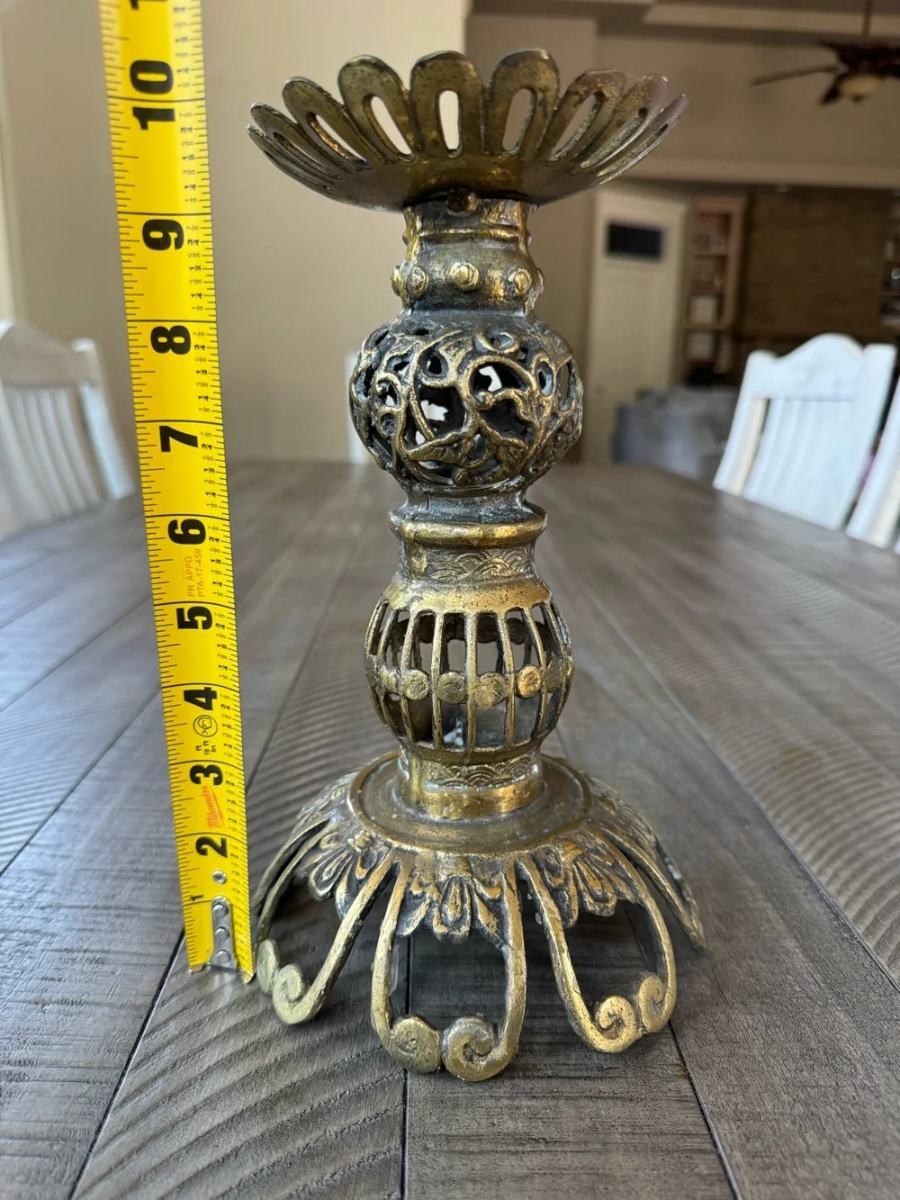 Vintage Brass Single Ornate Candle Holder