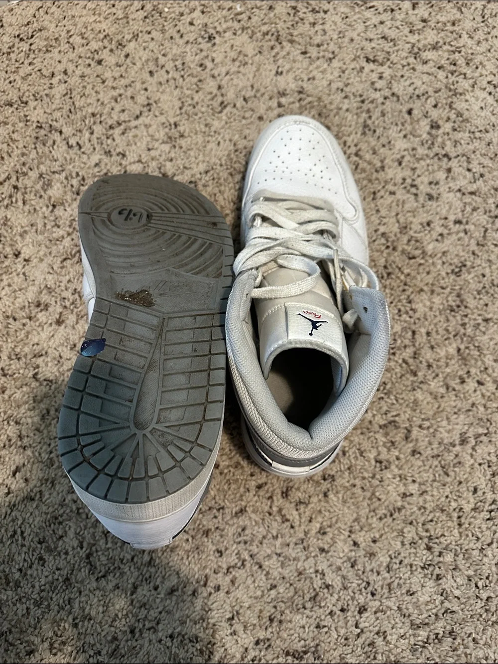Nike White Navy Gray Air Jordan Mid Men's Sneakers Mens 12.5 Paris