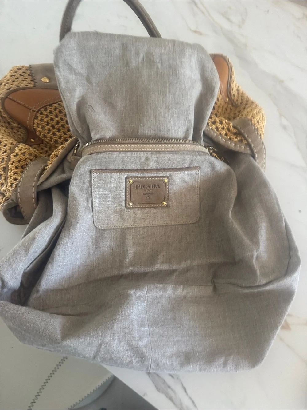 Prada woven straw