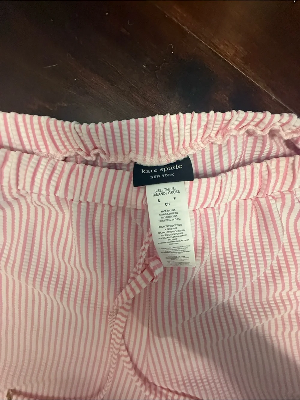 kate spade Pink & White Stripe Drawstring Lounge Shorts