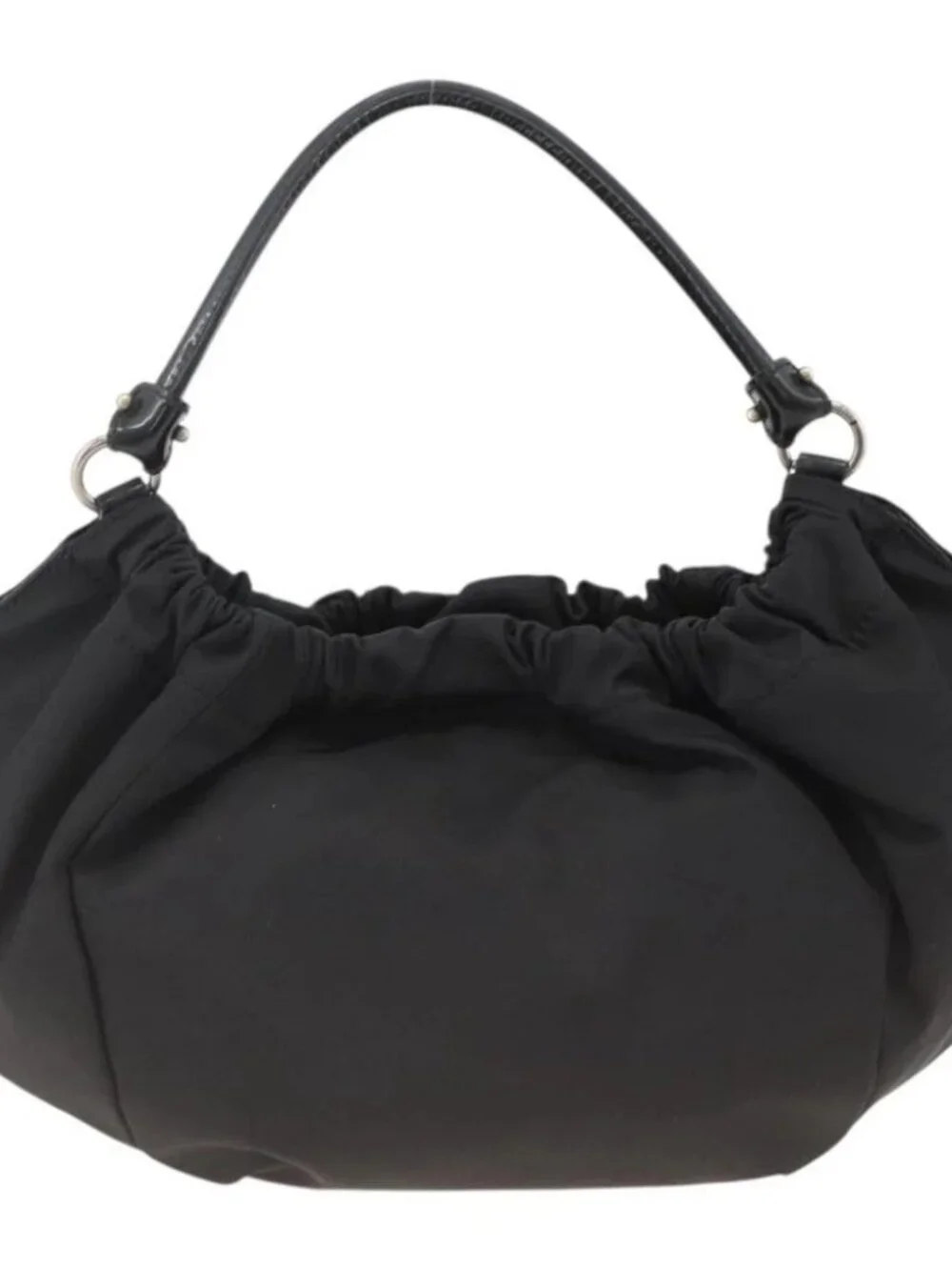 Salvatore Ferragamo Vala Hand Bag Nylon Black Silver Auth gh1920