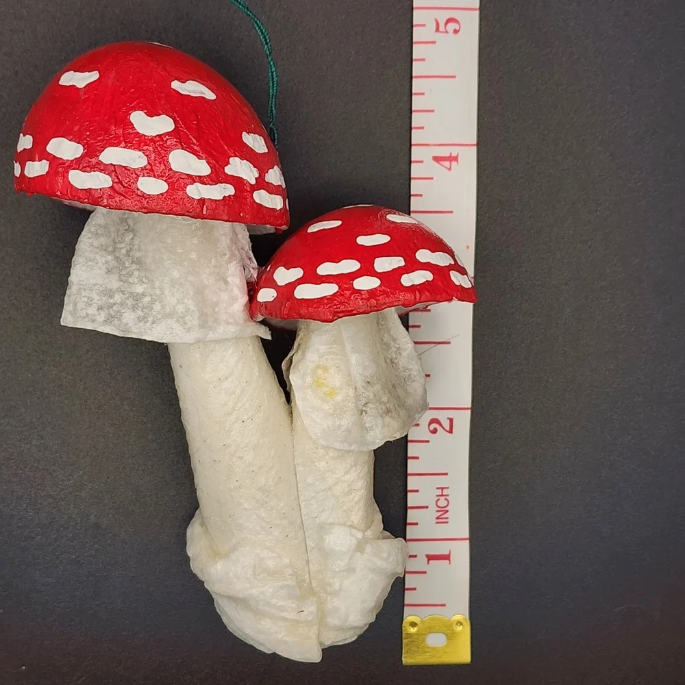 Hand Crafted Red and White Mushroom Decor Ornament