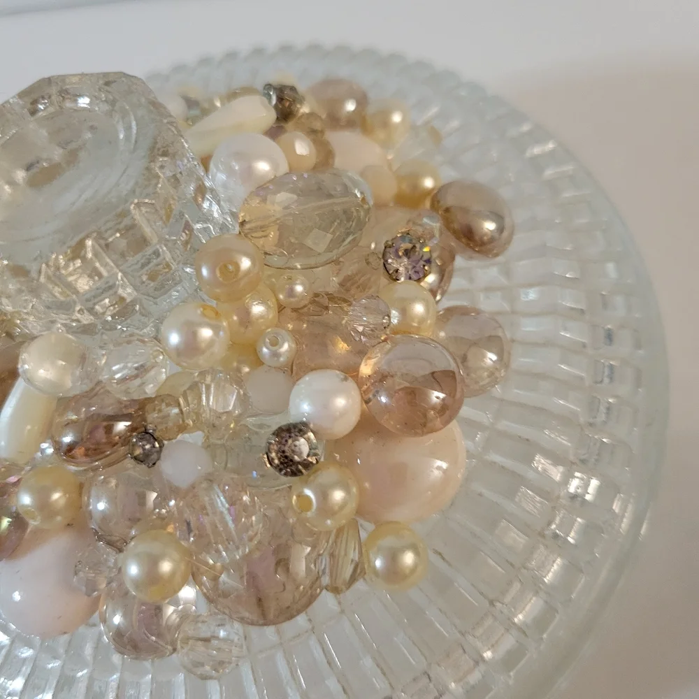 Vintage Hand Crafted Upcycled Avon Powder Box Champagne White