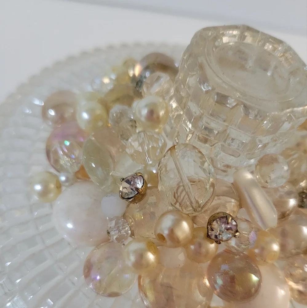 Vintage Hand Crafted Upcycled Avon Powder Box Champagne White
