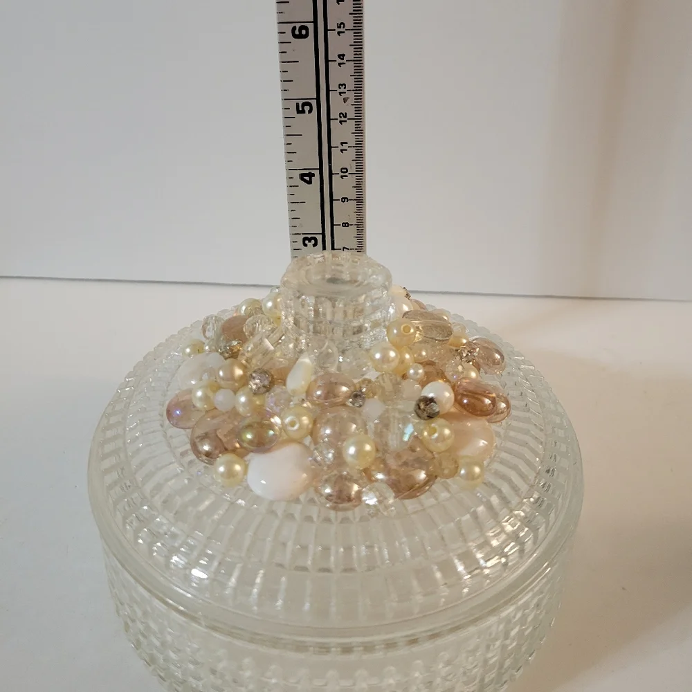 Vintage Hand Crafted Upcycled Avon Powder Box Champagne White