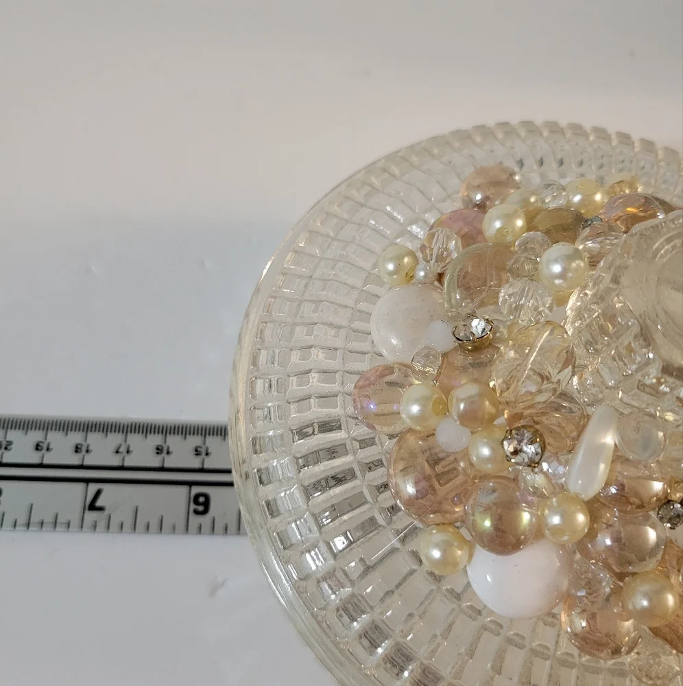 Vintage Hand Crafted Upcycled Avon Powder Box Champagne White