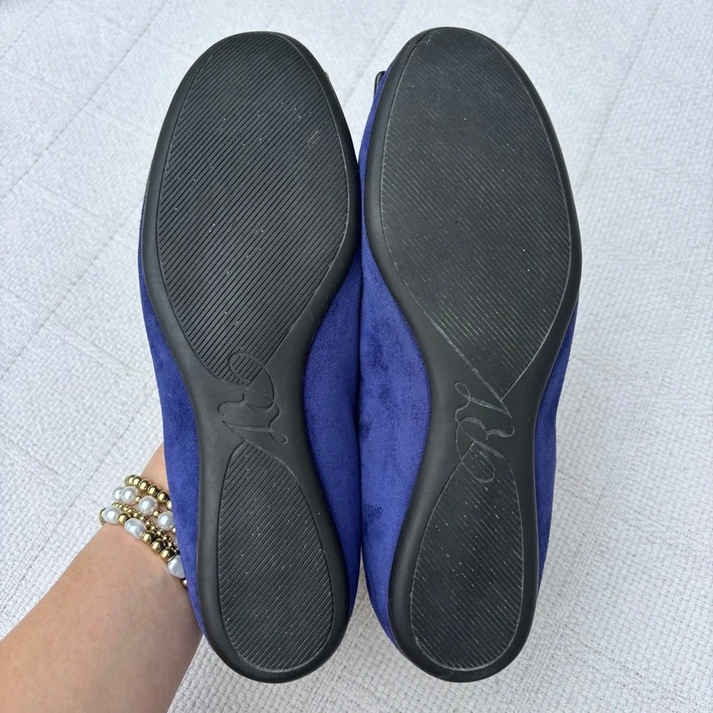Women's 38.5 ROGER VIVIER Paris Grommette Purple Blue Tortoise Shell Suede Flats