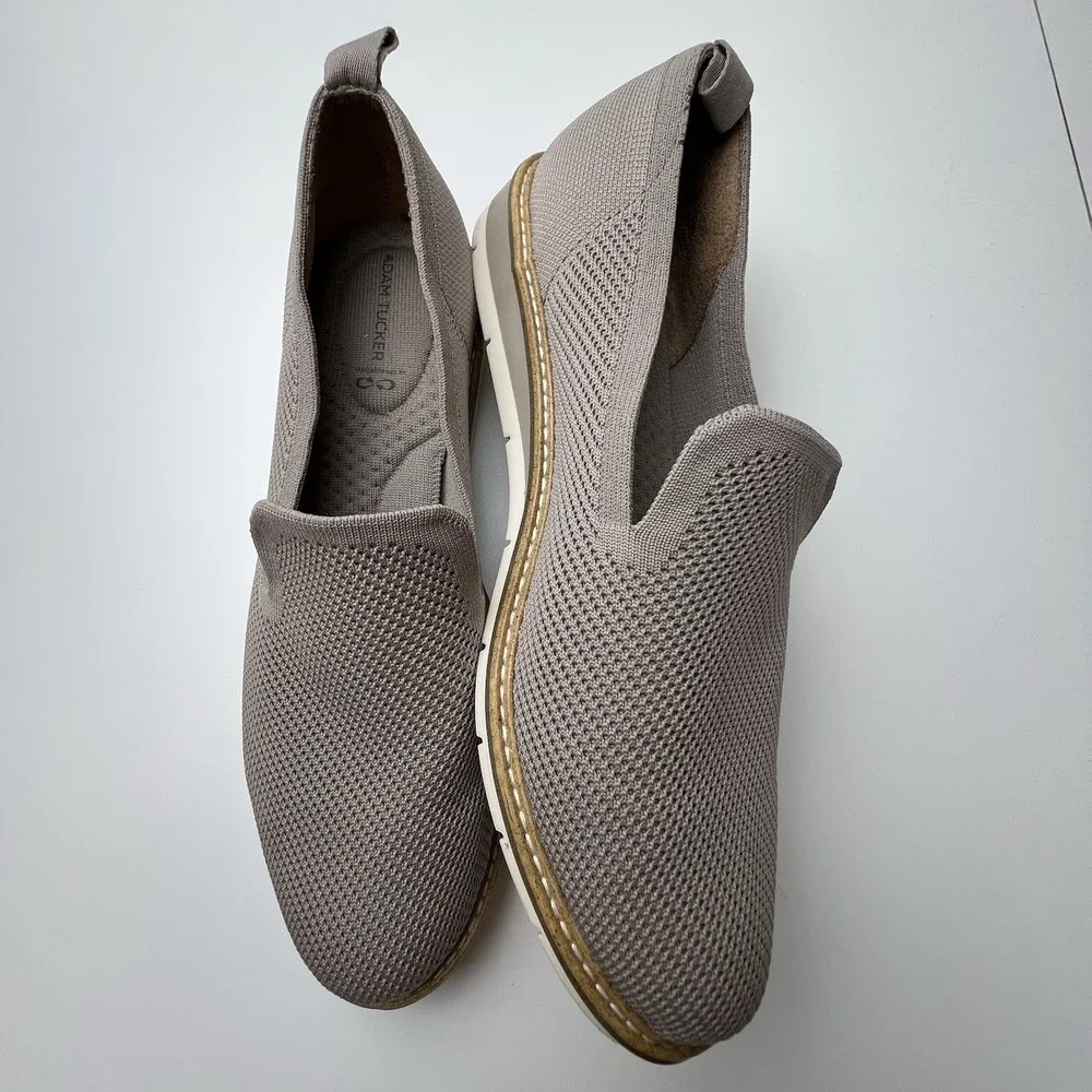 Adam Tucker Honor Mesh  Knit Slip On Flat  Shoes Women's 8.5 M  Taupe Textile