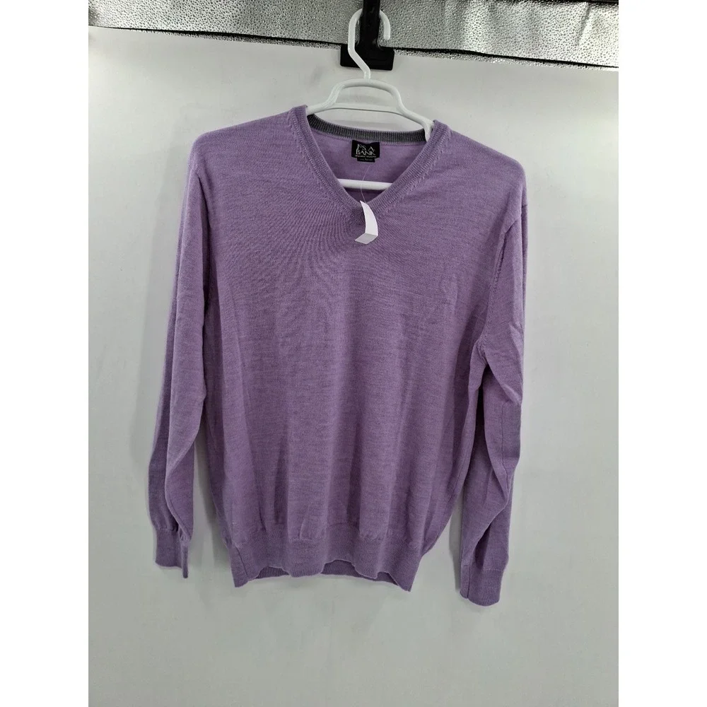 Jos A Bank Signature‎ Collection 100% Wool Mens Large Light Purple V Neck