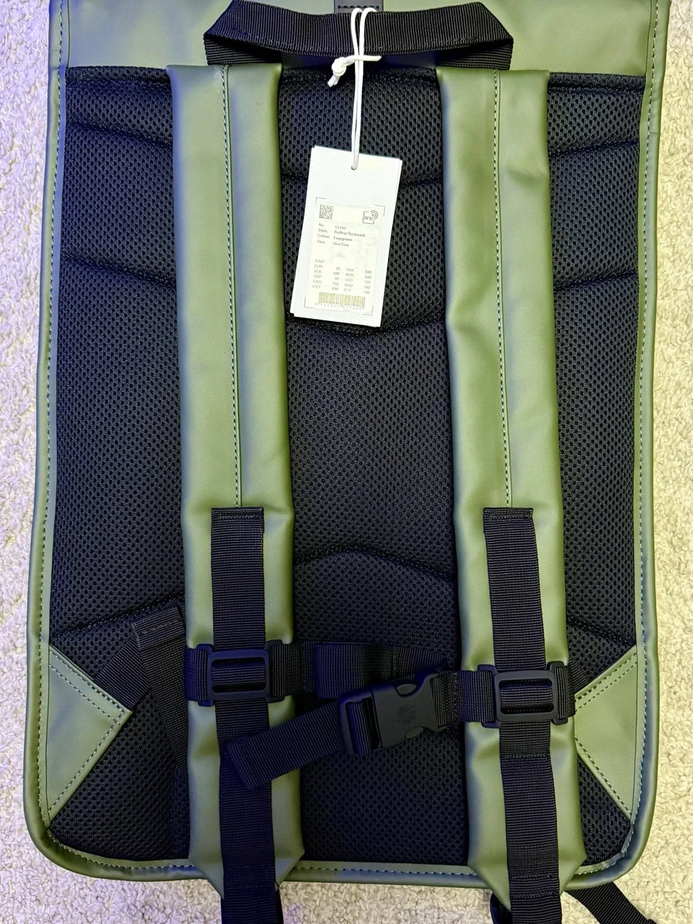 NWT-Rains Waterproof Rolltop Backpack in Olive Green-Unisex