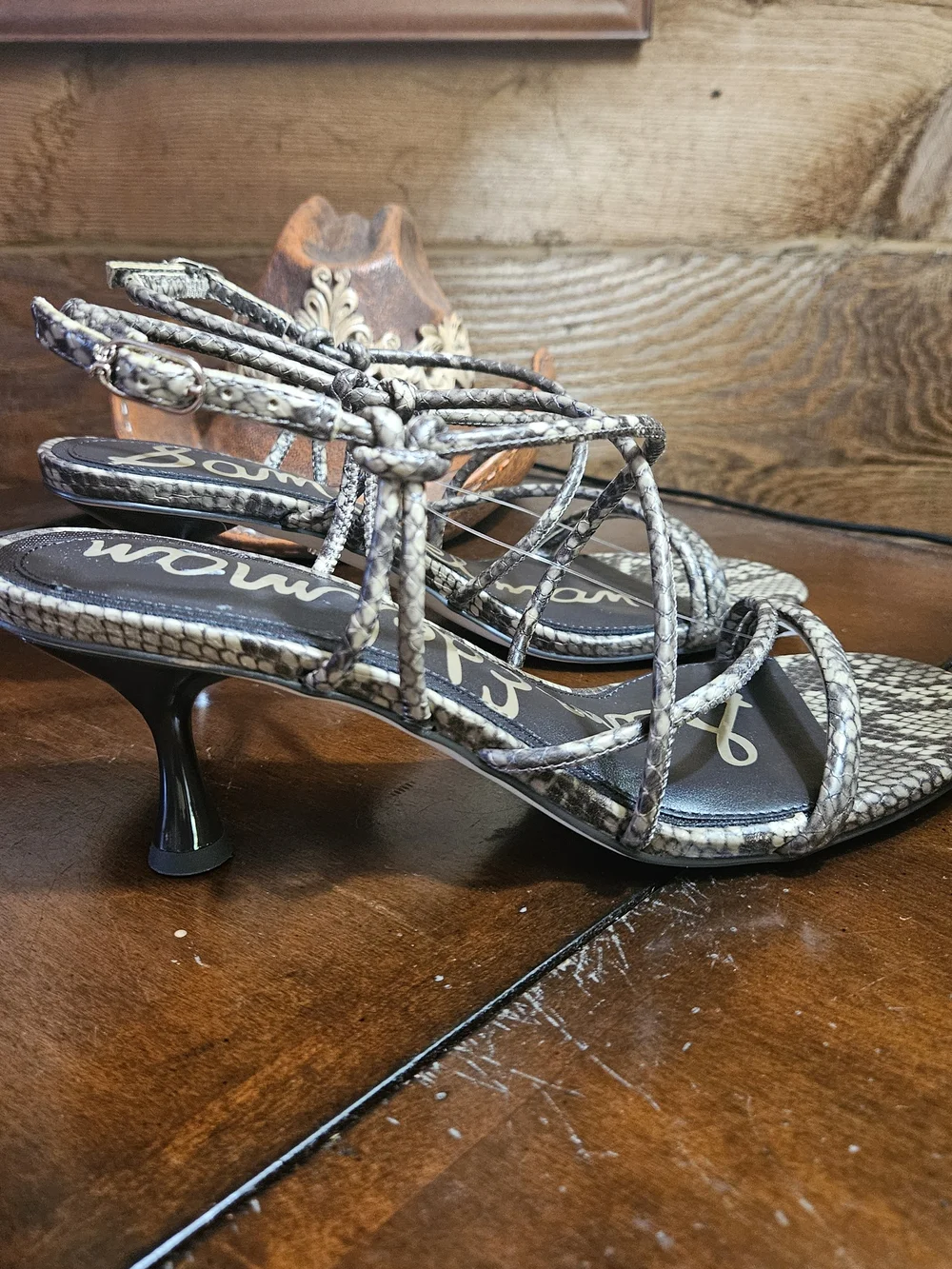 Sam Edelman Brown Snakeskin Strappy Heeled Sandals