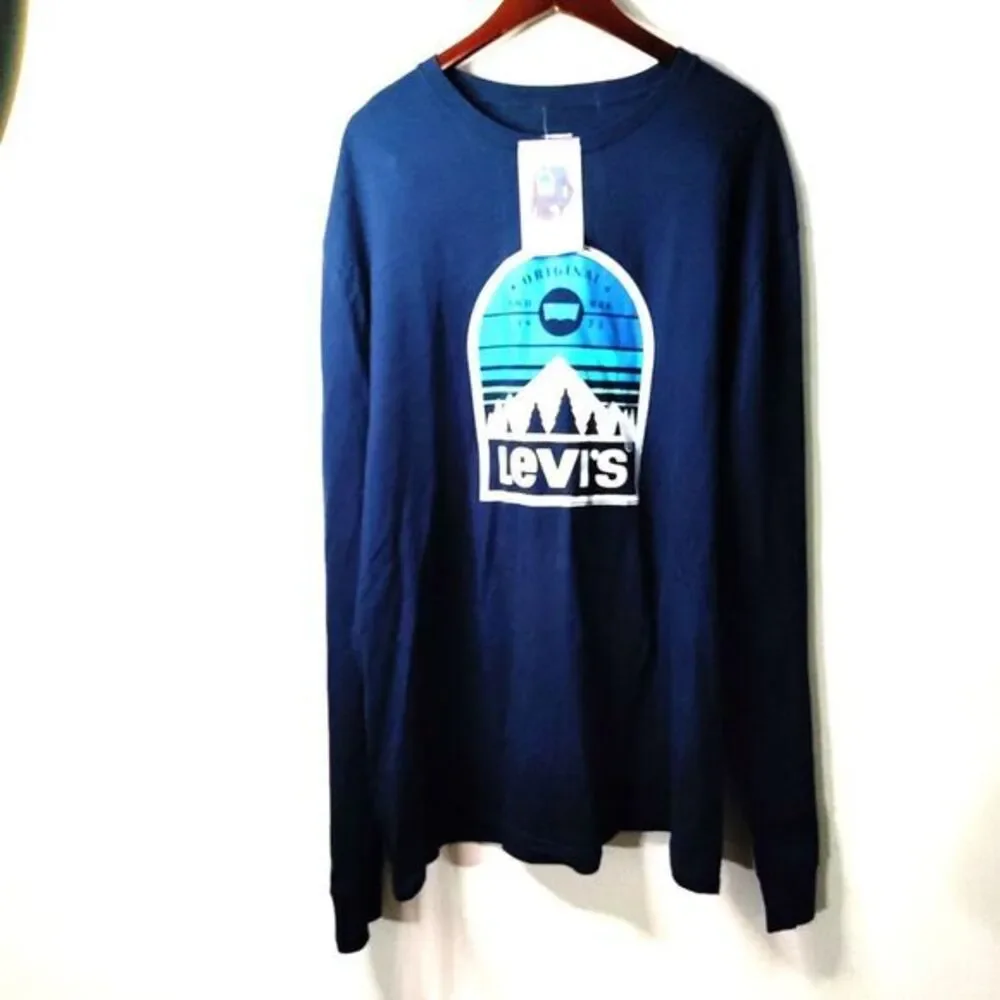 Levi Strauss Mountain Graphic Logo Long Sleeve Pullover Crewneck XXL-NWT Vintage
