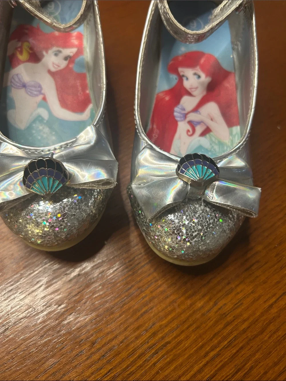 Disney Silver Glitter Ariel Little Mermaid Girls' Dress Shoes