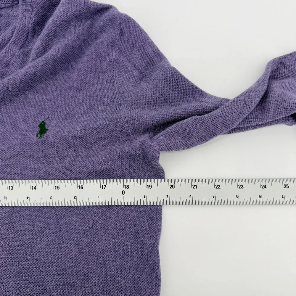 Polo Ralph Lauren V-Neck Sweater Cotton Cashmere Purple Pony M Soft Preppy