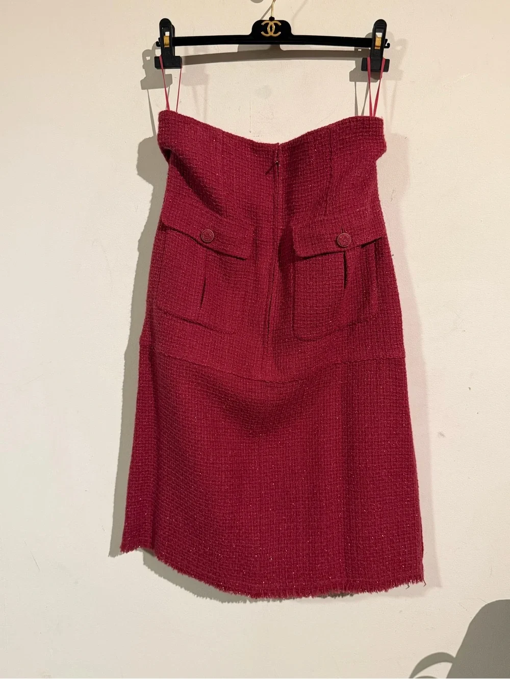 Chanel fuschia silver fantasy tweed skirt