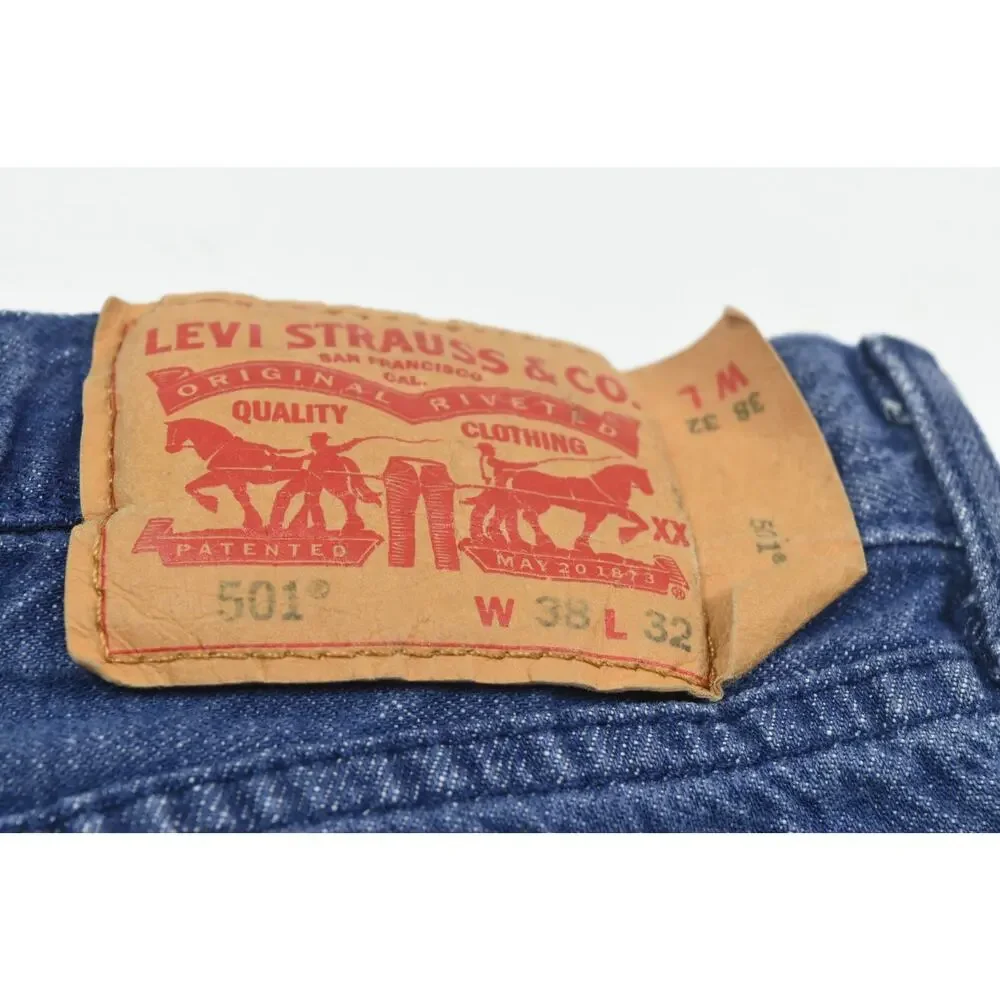Levis 501 Shrink to Fit White Oak Cone Denim Mens 34x29 Blue Button-Fly Original