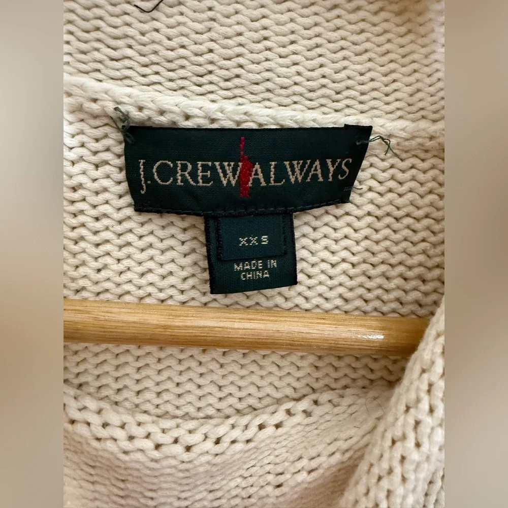 J Crew Always Womens Orsman Chunky Knit Fisherman‎ Sweater Cream Size XXS