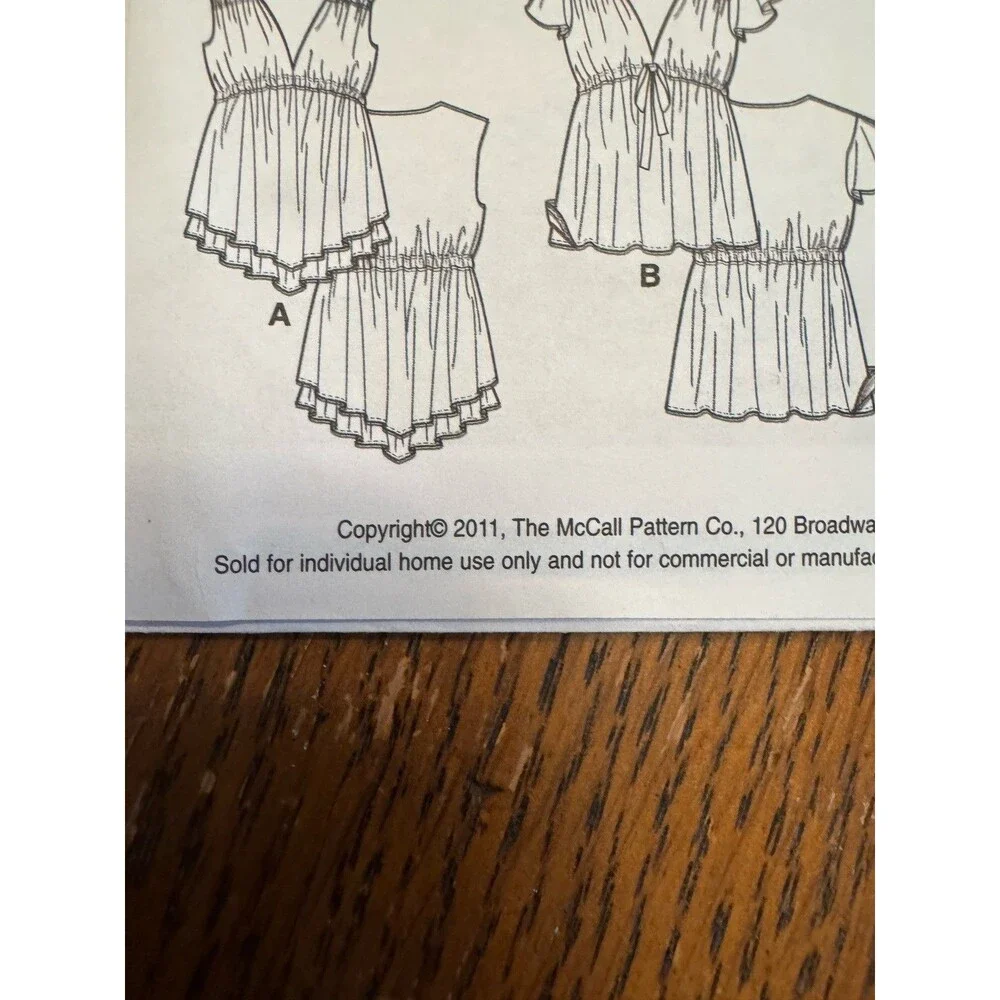 McCalls 6469 Blouse Tops Shirts Ruffles Misses Easy Sewing Pattern Sizes L XL