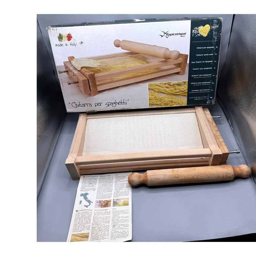 Eppicotispai Chitarra Pasta Cutter Beechwood Double Sided Spaghetti Tagliatelle