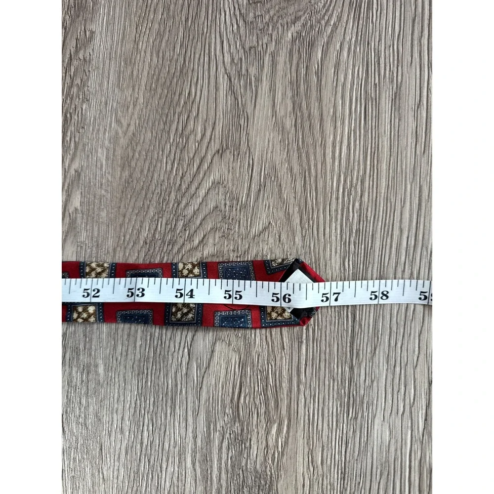 Oscar de la Renta Men's Silk Tie Red Geometric‎ Pattern Couture Collection