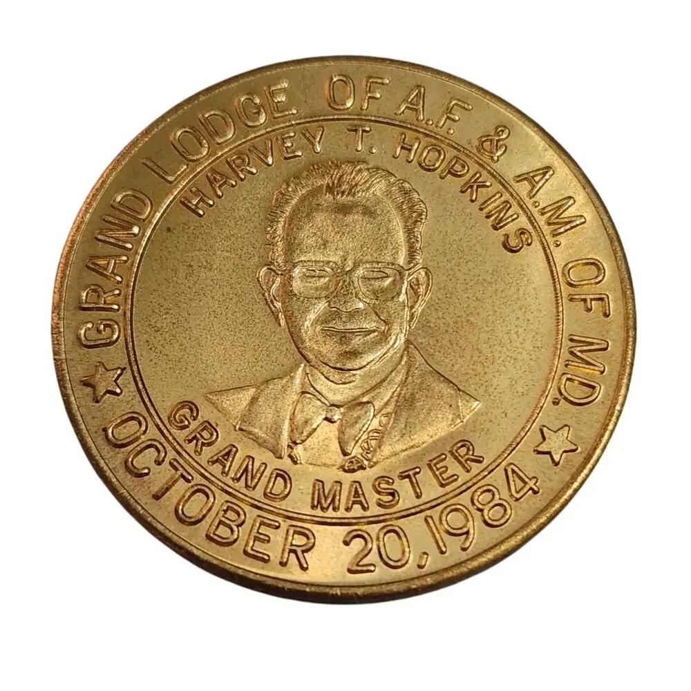 Grand Lodge 350th Anniversary Gold‎ Coin Harvey T. Hopkins Grand Master 1984