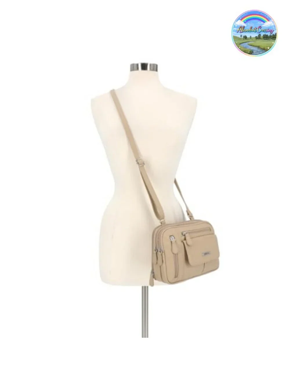 MultiCompartment Vegan Leather Crossbody Bag with Adjustable Strap