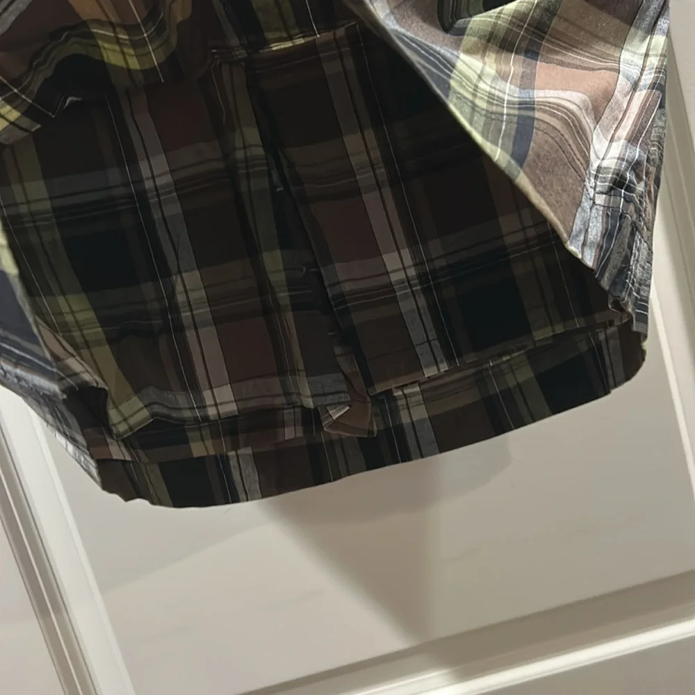 NWT White Stage plaid stretchy Skort ZipUp Belted deep pockets for phone size 8