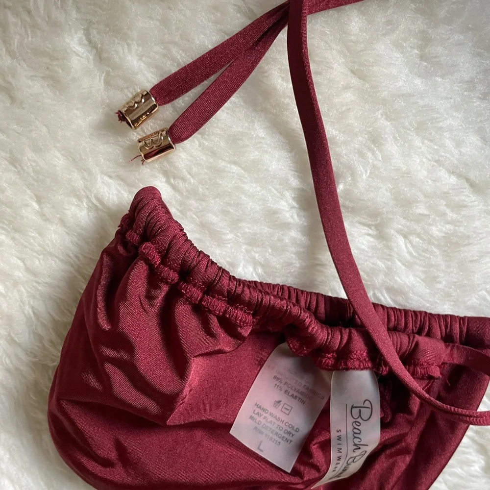 Beach Bunny Burgundy Strappy Triangle Bikini