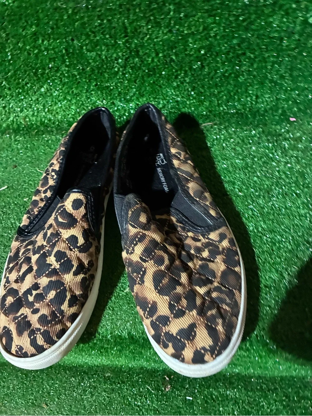 Leopard Print Slip-On Women's Sneakers - Black & Brown