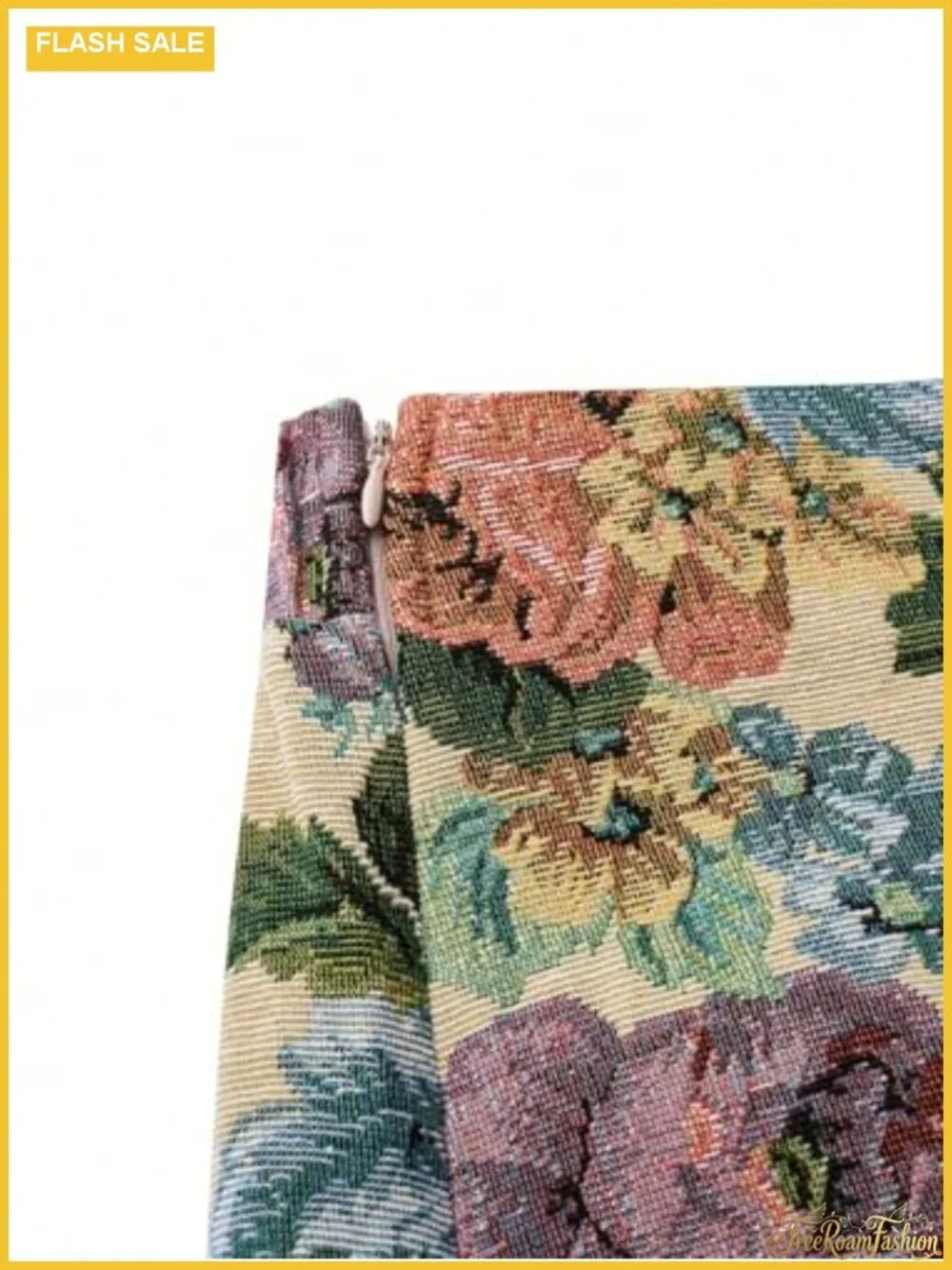 Vintage Floral Jacquard High Waisted Shorts with Elastic Waistband and Side