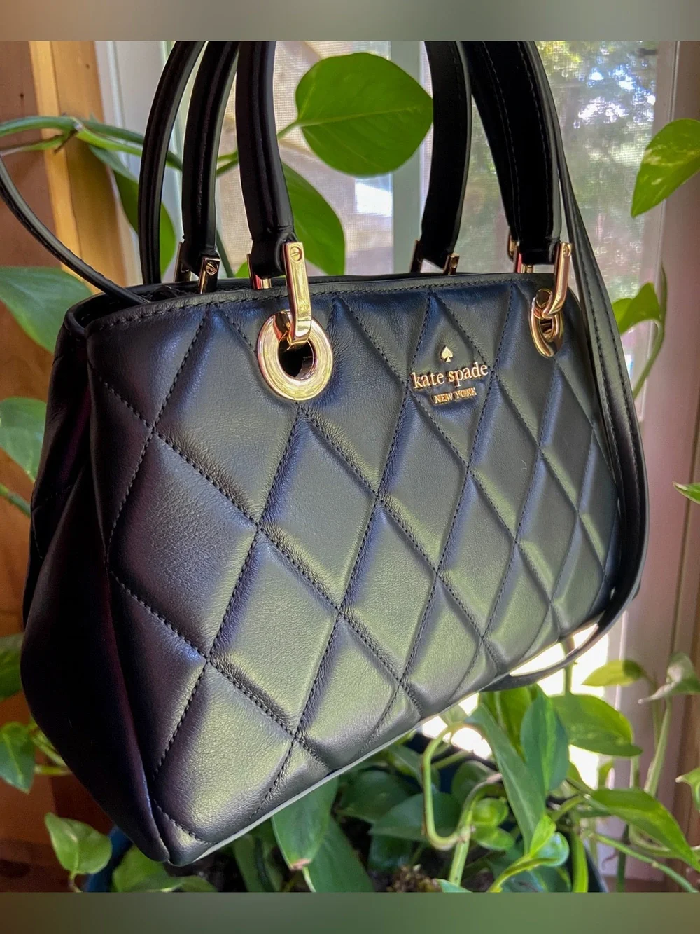 Kate Spade New York Carey Quilted Sullivan Satchel in Black Evening Bag NWOT