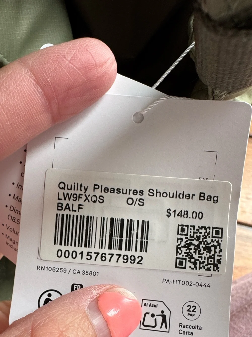 NWT Lululemon Quilty Pleasures Shoulder Bag 14L Bay Leaf Gold Metal Quilted Hobo