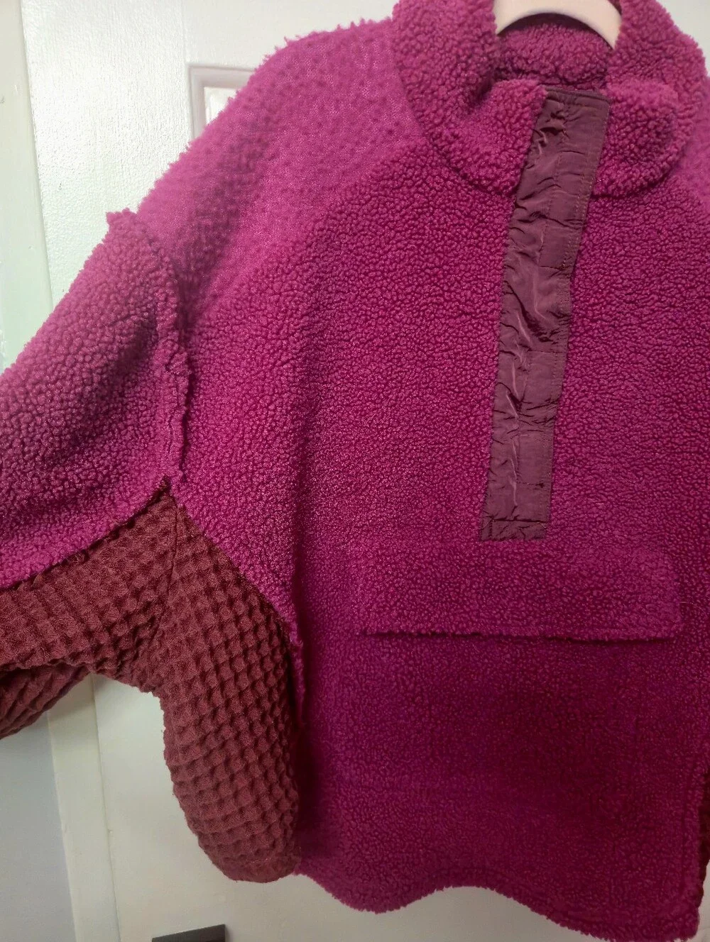 BDG - Urban Outfitters Plush Fuchsia Sherpa Pullover Sweater