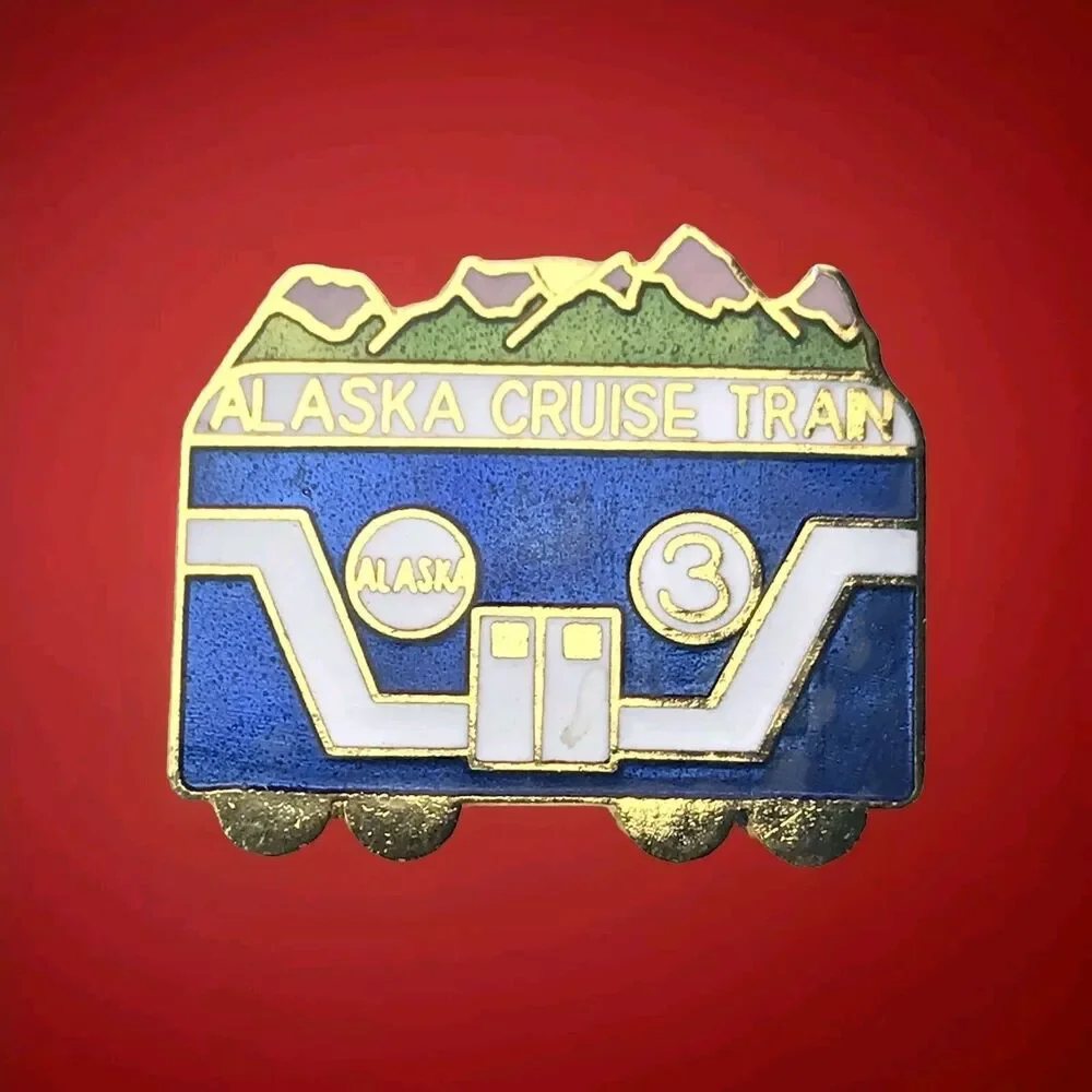 Alaska Cruise Train Vintage Pin Brooch Eagle River AK
