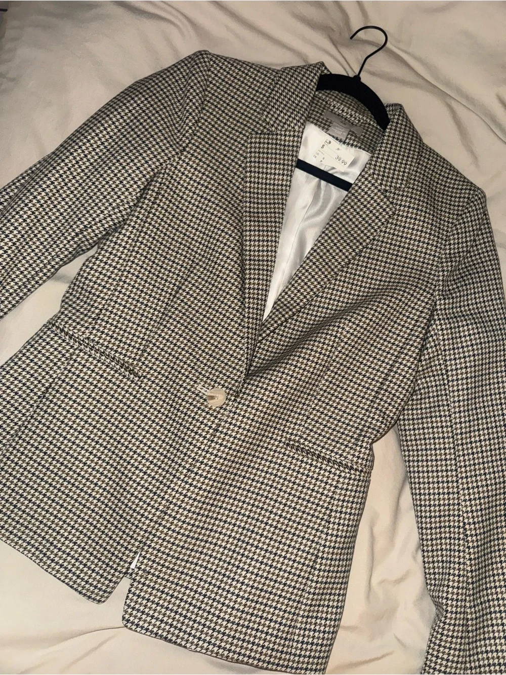 Houndstooth Single-Button Women's Blazer