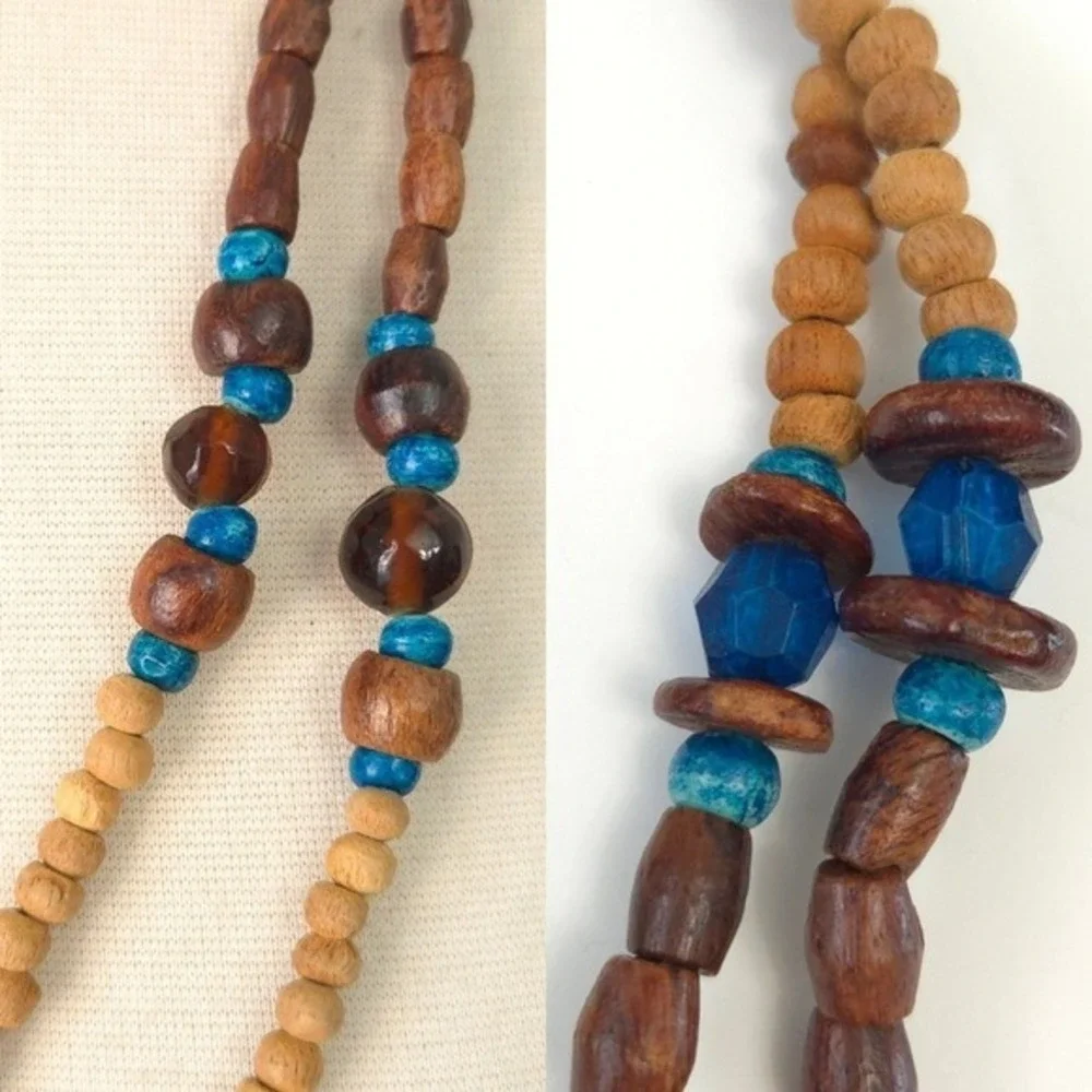 Wood‎ & Blue Beaded 28