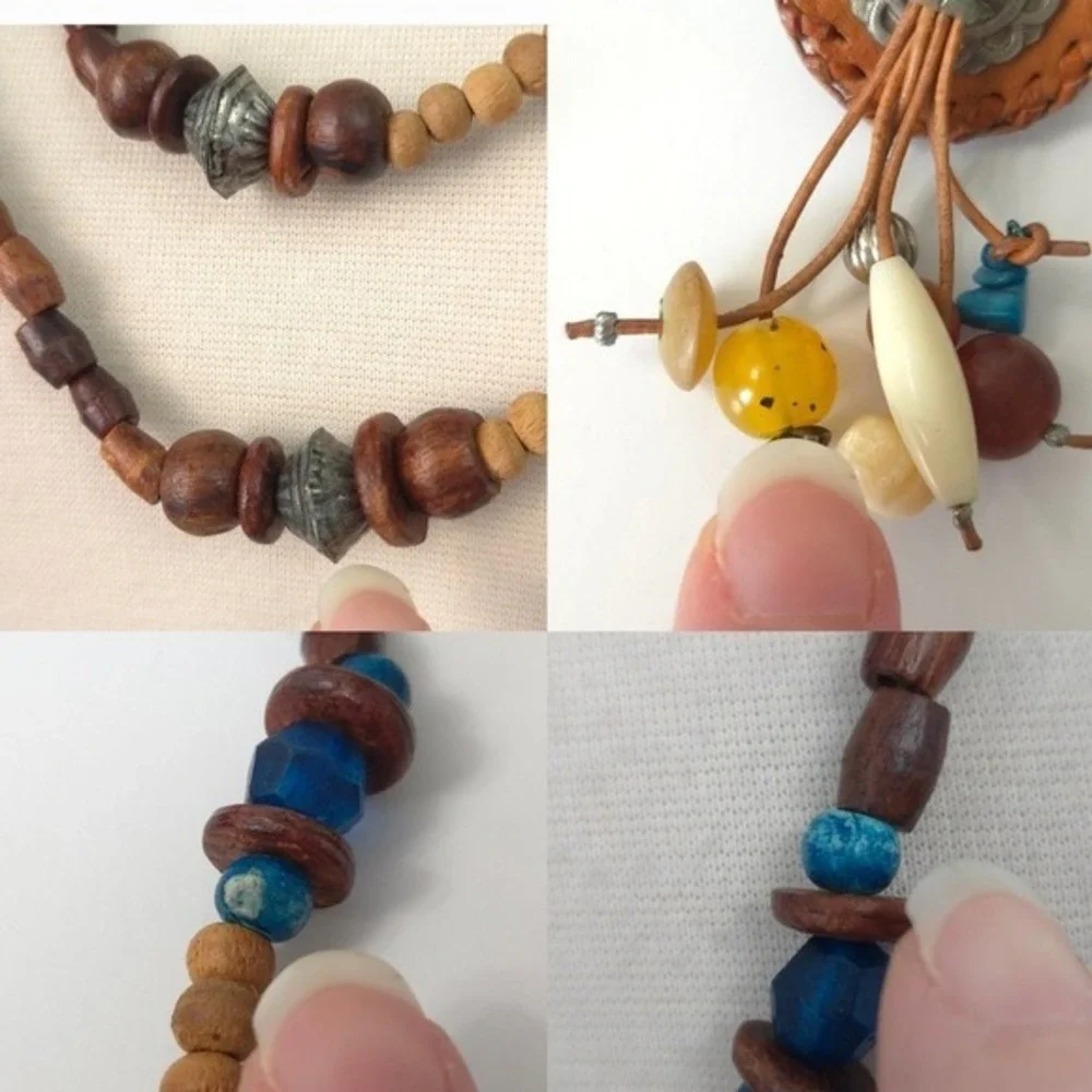 Wood‎ & Blue Beaded 28