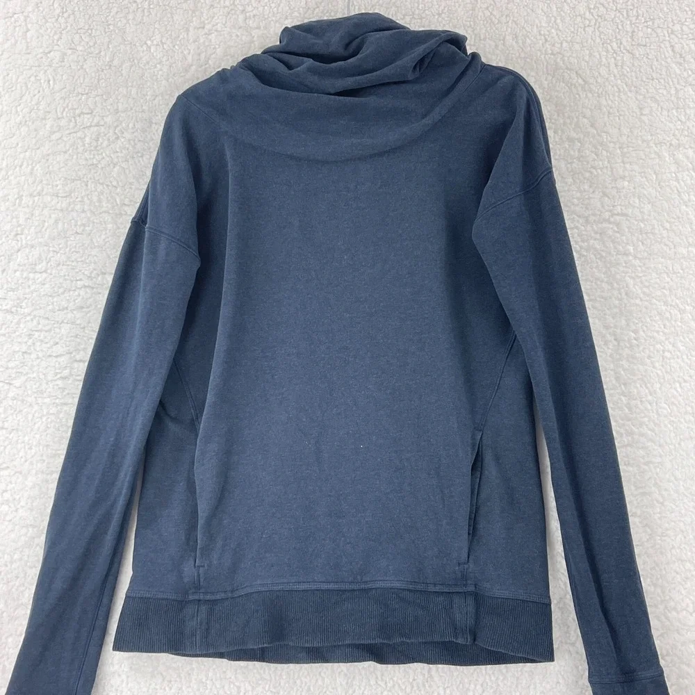 Lululemon Stress Less Sweater Women Size 4 Blue Hoodie Long Sleeve Knit Pullover