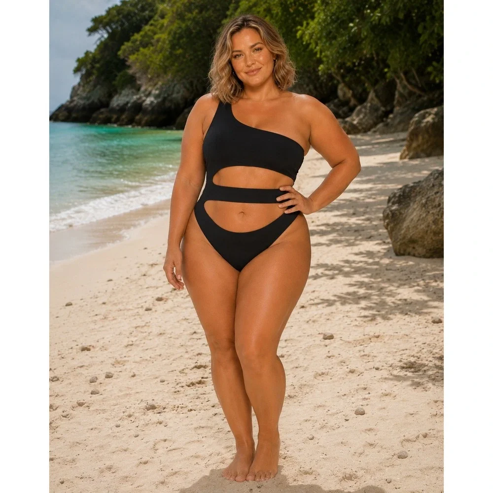 SKIMS Swim One Shoulder Monokini‎ Onyx 4X