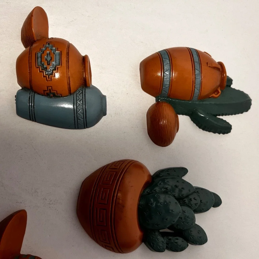 Vintage Burwood Products Southwest Wall Decor 5pc Set Cactus Pottery 3139 1991