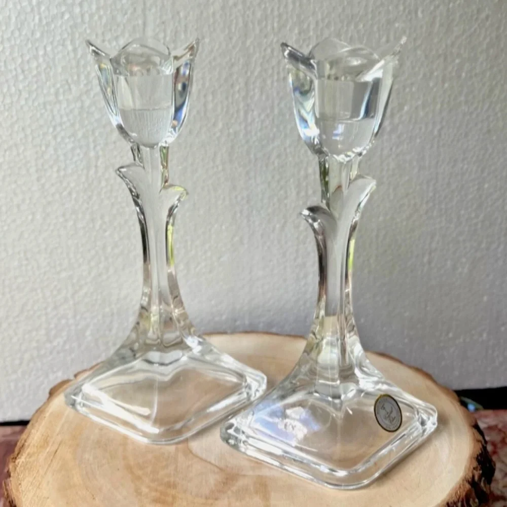 Elegant Crystal Tulip Candle Holders