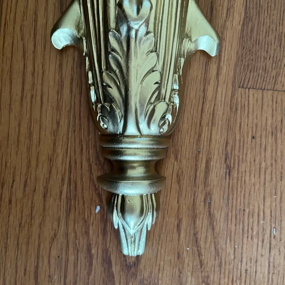 Vintage gold  flute shaped  sconces, display shelves shelf, sconces