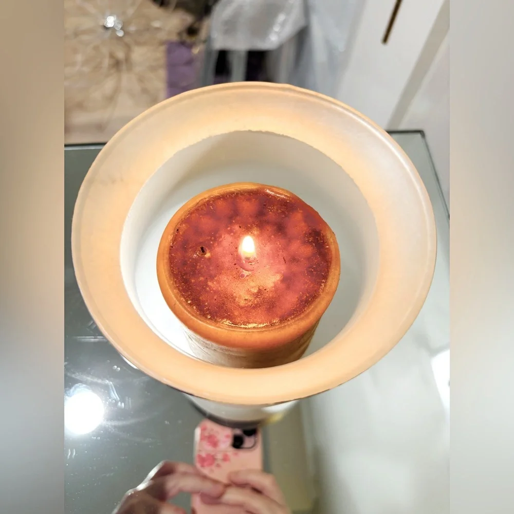 Frosted Glass Pedestal Candle Holder