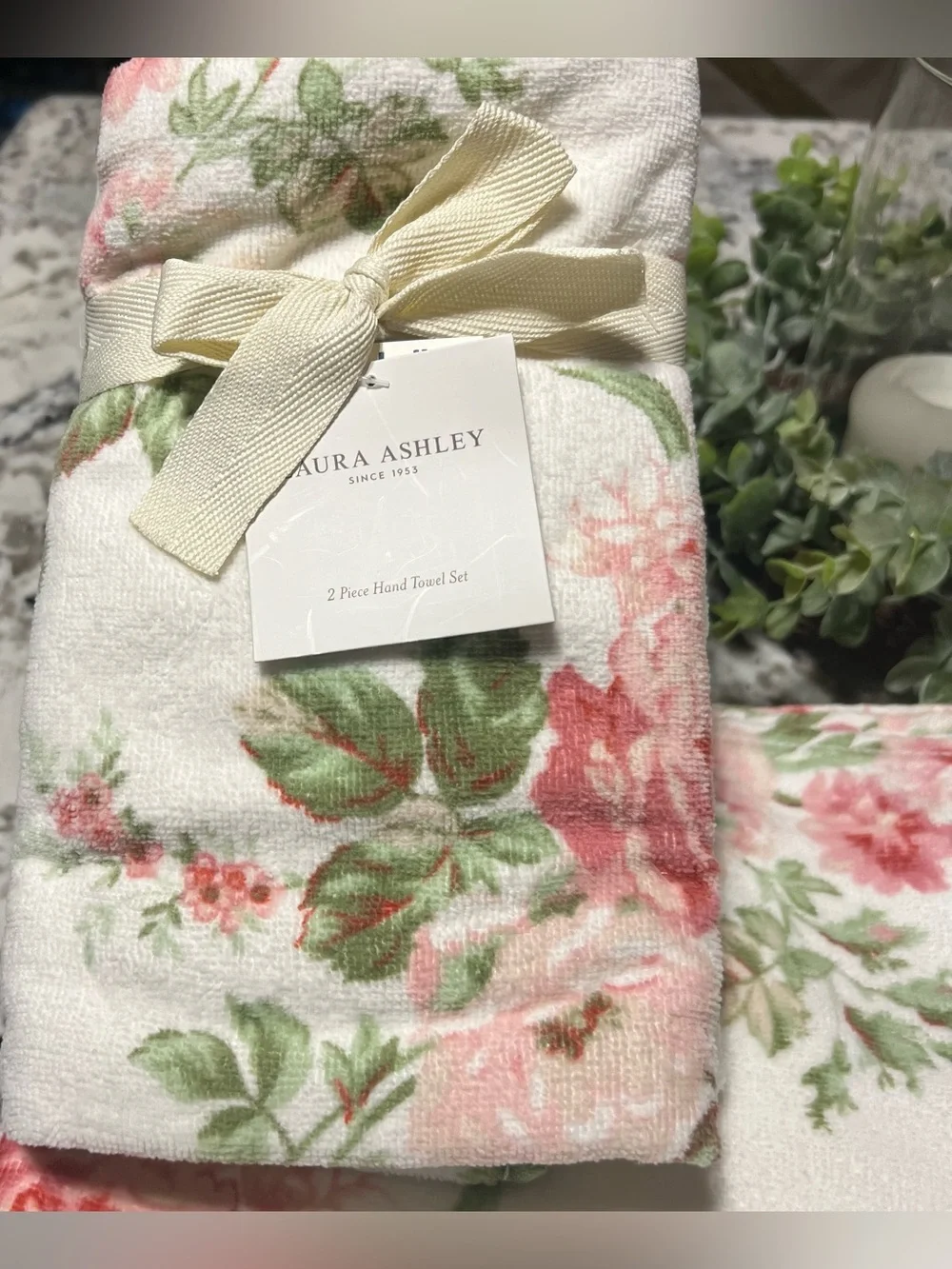 5 pc Laura Ashley Lisalee Pink Floral Rose Bath Towel Set - NWT 🌸