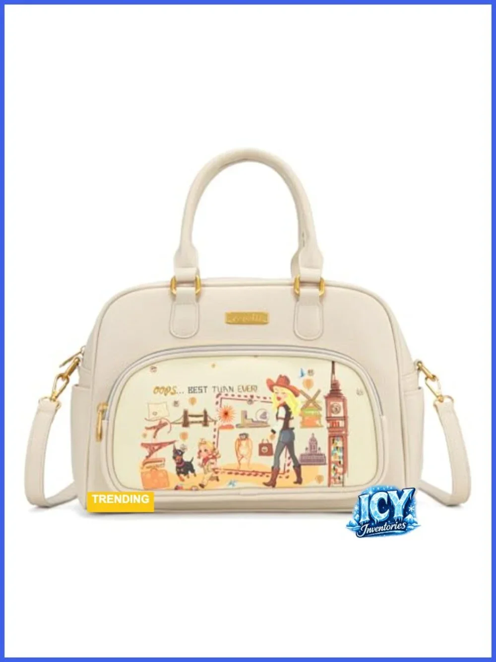 Venetti Medium Satchel Bag for Women with 5 Pockets & Adjustable Crossbody