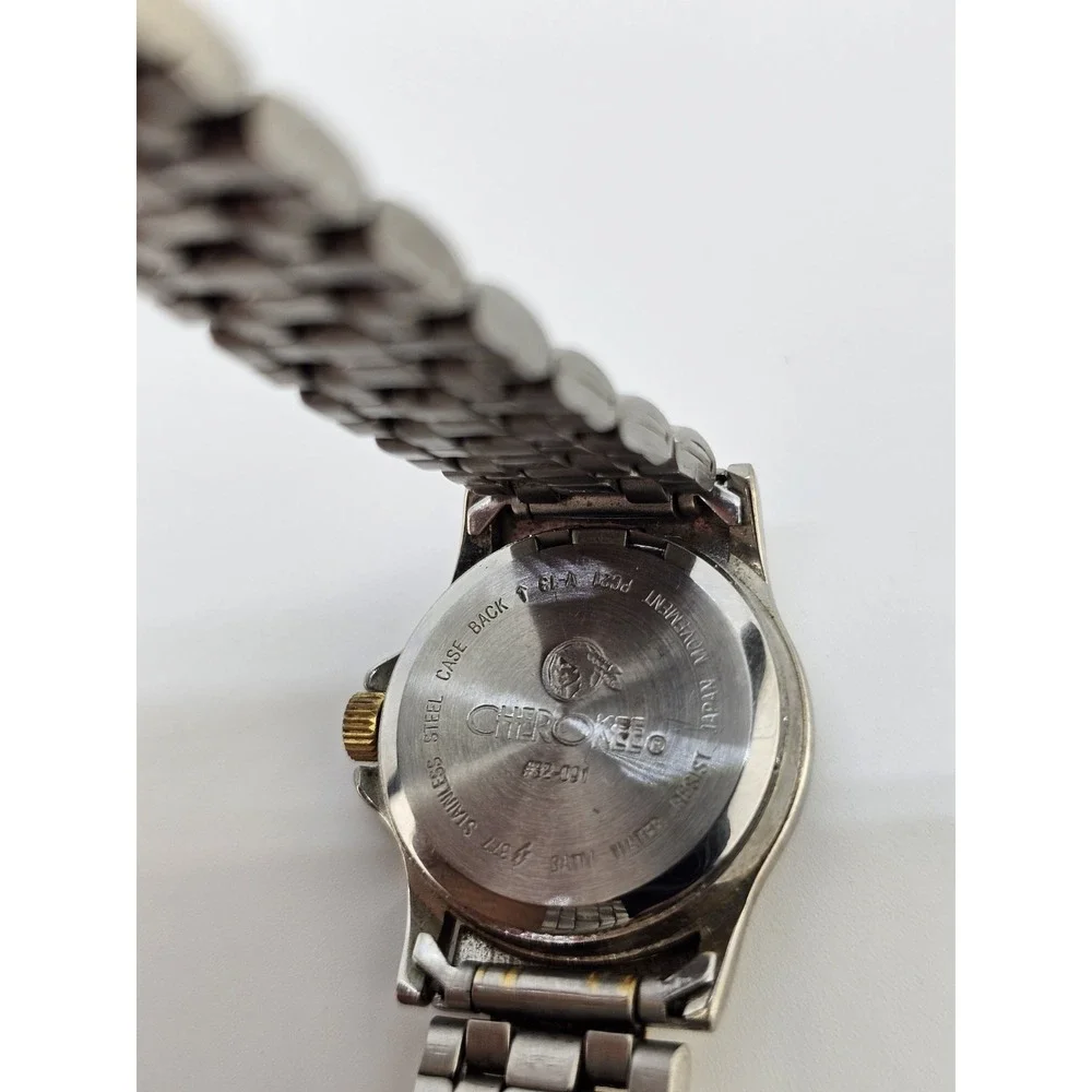 Cherokee‎ Women's Watch 25MM Black Dial Gold Gray Bracelet Band 7