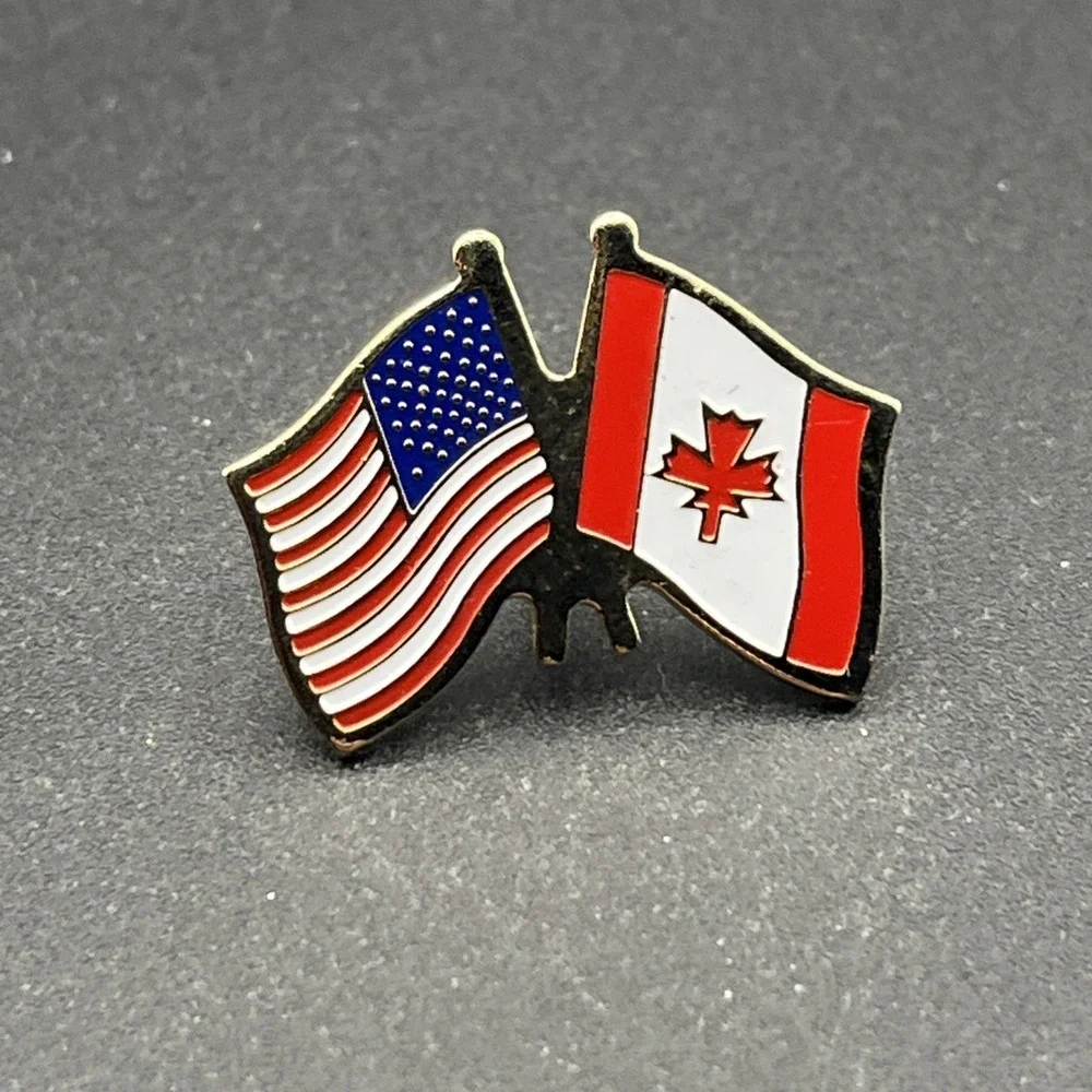 Canada United‎ States Of America Crossed Flags Lapel Hat Pin