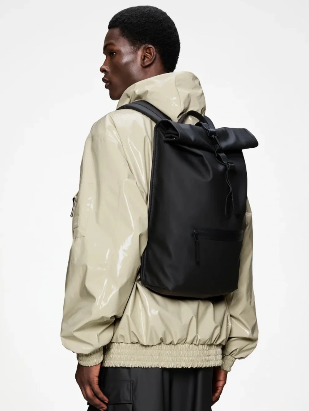 🌻NEW w.Tag RAINS Rolltop Rucksack Backpack Waterproof Roll Top Laptop Bag $150