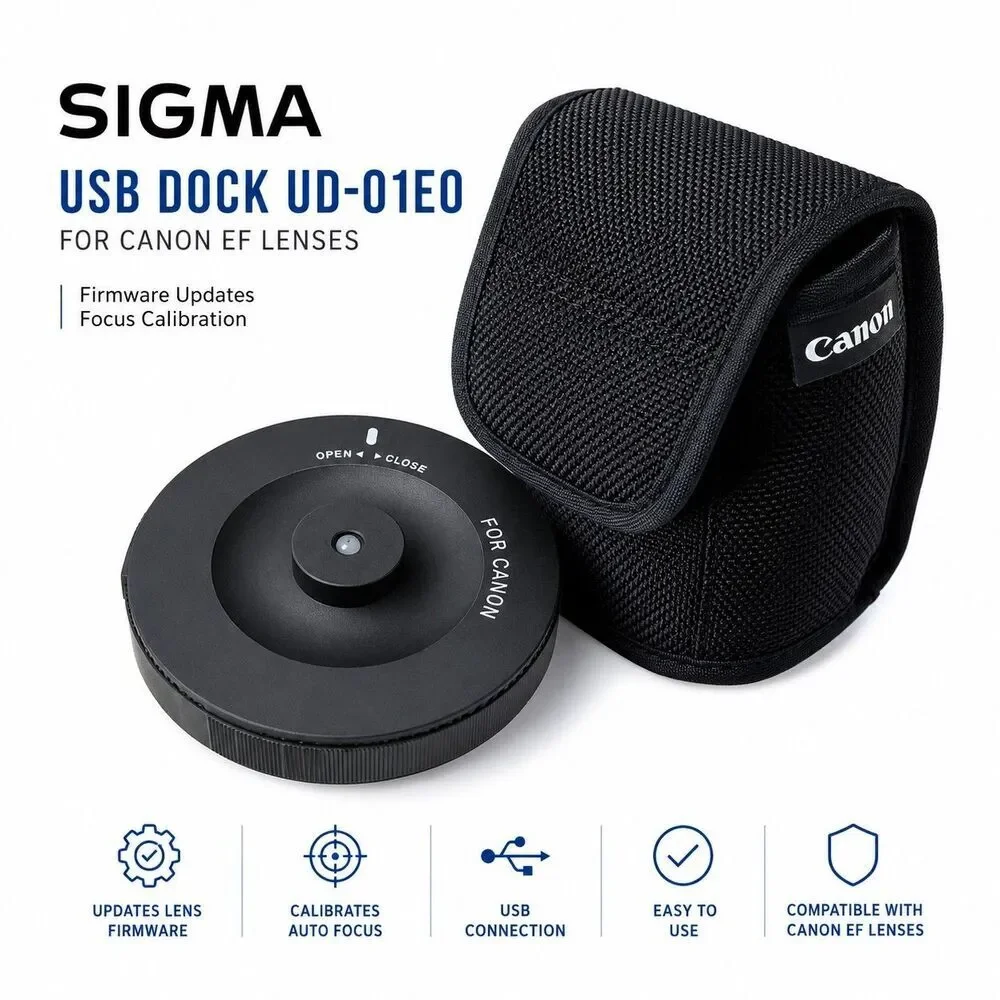 Sigma USB Dock UD-01EO Canon EF Lens Dock Firmware Focus Calibration+Canon Pouch